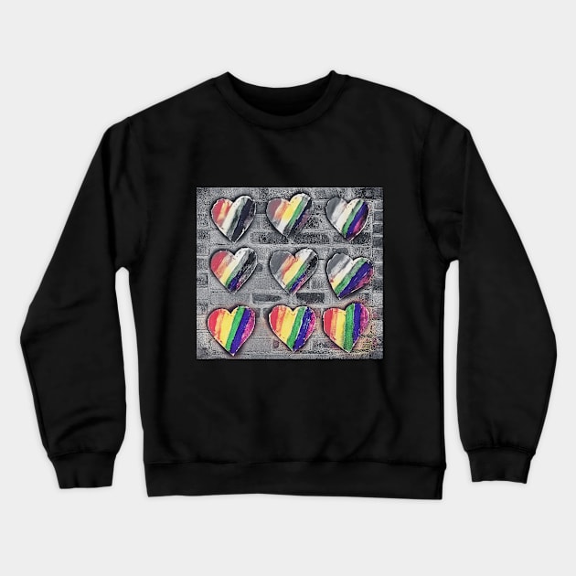 Wall Hearts Crewneck Sweatshirt by PoppetKandyRoniJacks